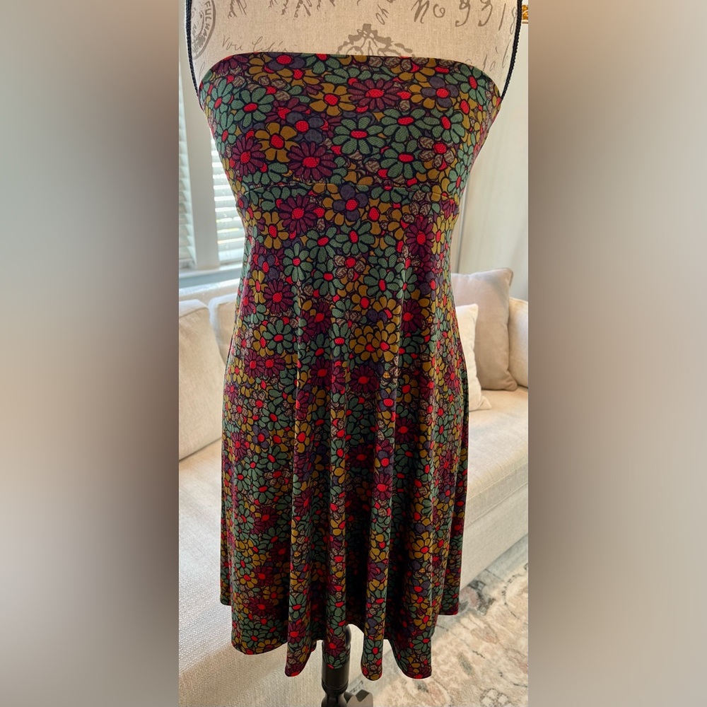 LuLaRoe Large Floral Midi Skirt Red Brown Green Women’s - Picture 2 of 8